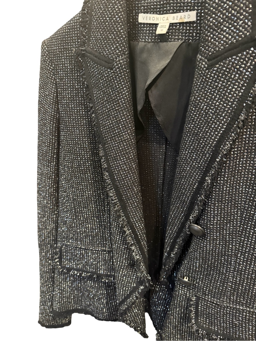Veronica Beard Silver Metallic Tweed Miller Jacket - Picture 3 of 5